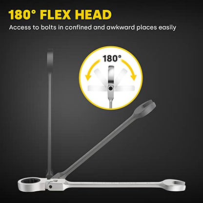 - Enventor 14PCS Flex-Head Ratchet Spanner Set | Metric, 6mm to 19mm Ratcheting Combination Wrench Set with Carry Case -