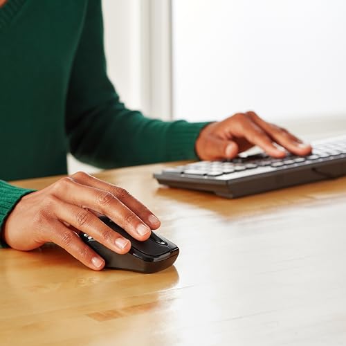 Amazon Basics Wireless Mouse for Laptop, 2.4GHz with USB Nano Receiver – Black
