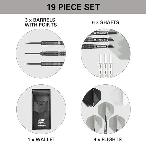 - TARGET Darts Ares | 22G | 80% Tungsten Steel Tip Darts Set | 6 Pro Grip Shafts | 9 Pro Ultra Flights - Dart Wallet Bundle -