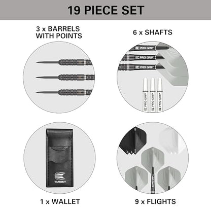 - TARGET Darts Ares | 22G | 80% Tungsten Steel Tip Darts Set | 6 Pro Grip Shafts | 9 Pro Ultra Flights - Dart Wallet Bundle -