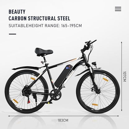 COLORWAY Electric Bike for Adults, 26" Mountain Bike, Electric Bicycle Commute E-bike with 36V 15Ah Removable Battery, LCD Display, Dual Disk Brake,Range up to 45-100km.