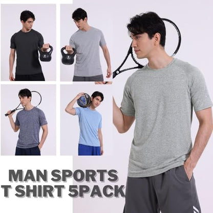 - Fovdtaa 5 Pack | Mens Short Sleeve Crew Neck Gym T Shirt Workout -