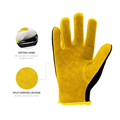 - HANDLANDY Men Leather Gardening Gloves | Utility Work Gloves for Garden & Building Work -