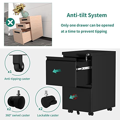 - YITAHOME Mobile Filing Cabinet with 2 Lockable Drawers