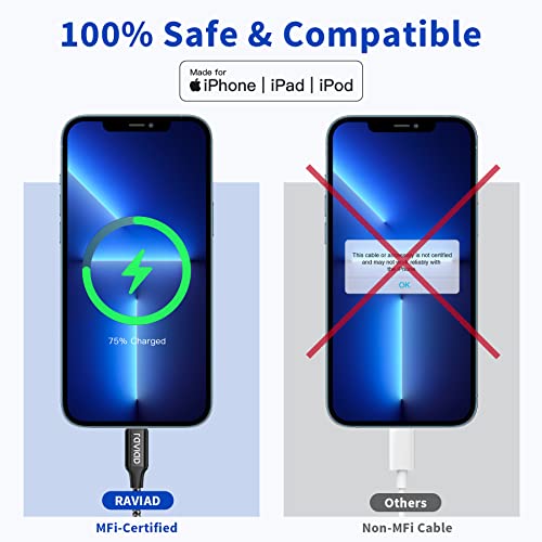 - RAVIAD iPhone Cable Short [1FT/30CM, MFi Certified] | Nylon Braided | Black -