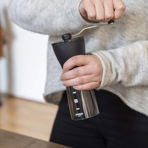 - Hario | Transparent Black Mini Mill Plus | Compact & Adjustable Hand Coffee Grinder -