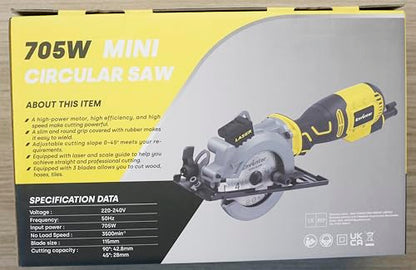 - Enventor Mini Circular Saw | 705W 3500RPM Pure Copper Motor Compact Electric Circular Saw | Laser Guide -