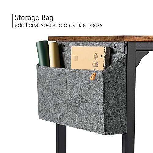 CubiCubi Study Computer Desk 100cm Home Office Writing Small Desk, Modern Simple Style PC Table, Black Metal Frame, Rustic Brown