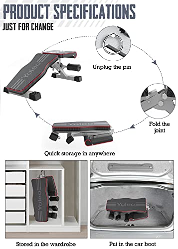 - YOLEO Weight Bench, 660LBS Adjustable/Foldable Strength Training Bench, Utility Incline/Decline Bench