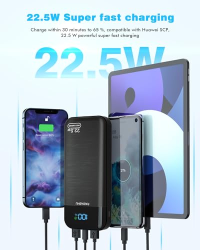 - Power Bank 27,000mAh | PD3.0 QC4.0 22.5W | Fast Charging PD20W USB C PowerBank -