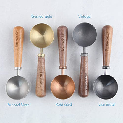 - Easyworkz Retro Stainless Steel Coffee Scoop | Black Walnut Handle | 10g Measuring Spoon (Rose gold) -