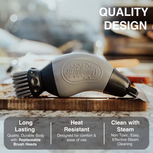 - Sizzle Buddy BBQ Brush with Scraper | Stainless Steel BBQ Cleaning Brush -