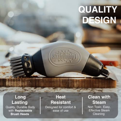 - Sizzle Buddy BBQ Brush with Scraper | Stainless Steel BBQ Cleaning Brush -