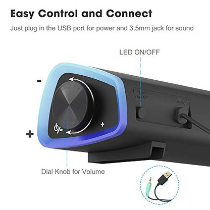 - SOULION R30 Computer Speakers | Colorful LED Lights with Switch Button