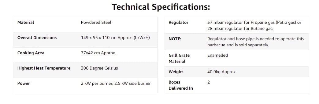 CosmoGrill Pro Deluxe 7 Gas Burner 6+1 Barbecue Grill, Stainless-Steel Warming Rack, Side-Burner, Built-in Temperature Gauge for Home Garden Party Outdoor Cooking (93416)