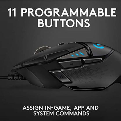- Logitech G G502 HERO High Performance Wired Gaming Mouse | HERO 25K Sensor | 25,600 DPI | RGB | Adjustable Weights | 11 Programmable Buttons -