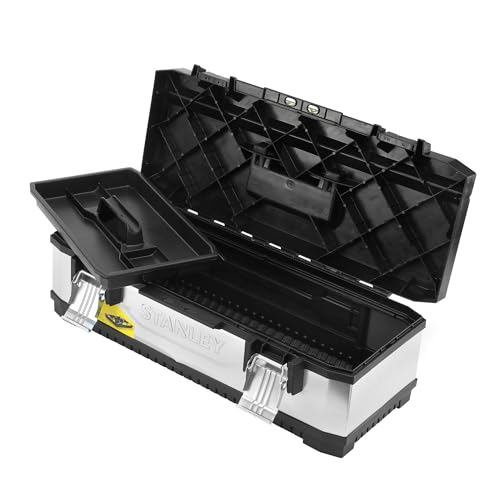 - STANLEY Galvanised Toolbox Chest | Heavy Duty Metal Hinge | Portable Tote Tray -