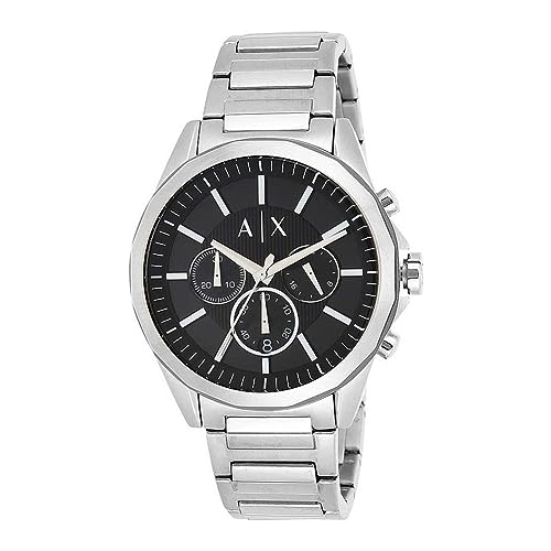 Armani Exchange Watch for Men, Chronograph Movement, 44 mm Silver Stainless Steel Case with a Stainless Steel Strap, AX2600
