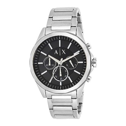 Armani Exchange Watch for Men, Chronograph Movement, 44 mm Silver Stainless Steel Case with a Stainless Steel Strap, AX2600