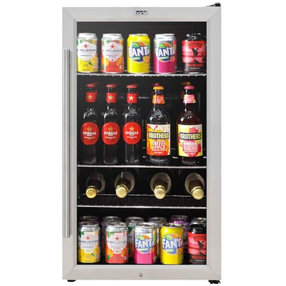 Baridi 85L Under Counter Drinks, Beer & Wine Cooler Fridge with Light, Stainless Steel - DH31