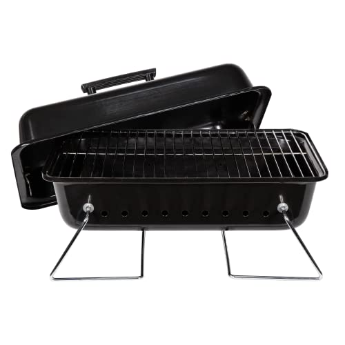 - George Foreman | On-The-Go Portable Charcoal BBQ | Sturdy Foldable Legs -