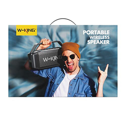 - W-KING Bluetooth Speaker, 100W PEAK 60W Loud Portable Wireless Waterproof Bluetooth Speaker IPX6