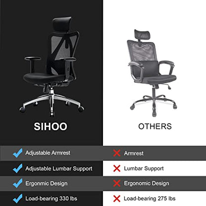 - SIHOO M18 Ergonomic Office Chair | Computer Desk Chair | Adjustable Headrest -