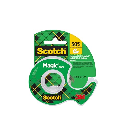 - Scotch Magic Tape, |1 Roll on Handheld Dispenser | 19 mm x 25 m | Invisible Tape For Gift Wrapping -