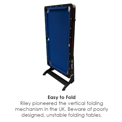- Riley 5ft Folding Pool Table | Supplied with Balls & Cues & Matching Table Tennis Top | Converts into Desk -