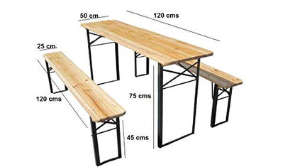 - Large 3 Piece Wooden Folding Picnic Beer Table | Dining Table Set For Camping Or BBQ -