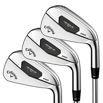 Callaway Golf Rogue ST Pro Iron Set (Left Hand, Graphite Shaft, Stiff Flex, 4 Iron - PW, AW, Set of 8 Clubs)