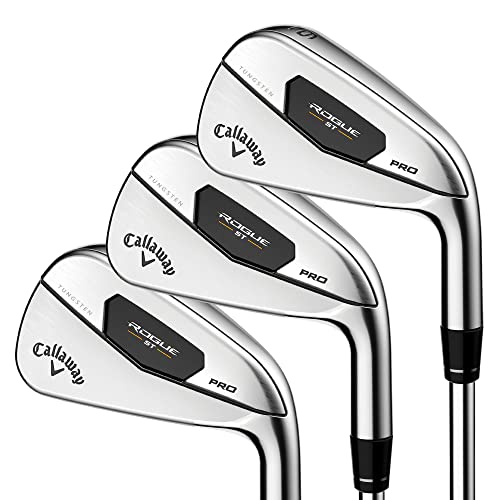 Callaway Golf Rogue ST Pro Iron Set (Left Hand, Graphite Shaft, Stiff Flex, 4 Iron - PW, AW, Set of 8 Clubs)