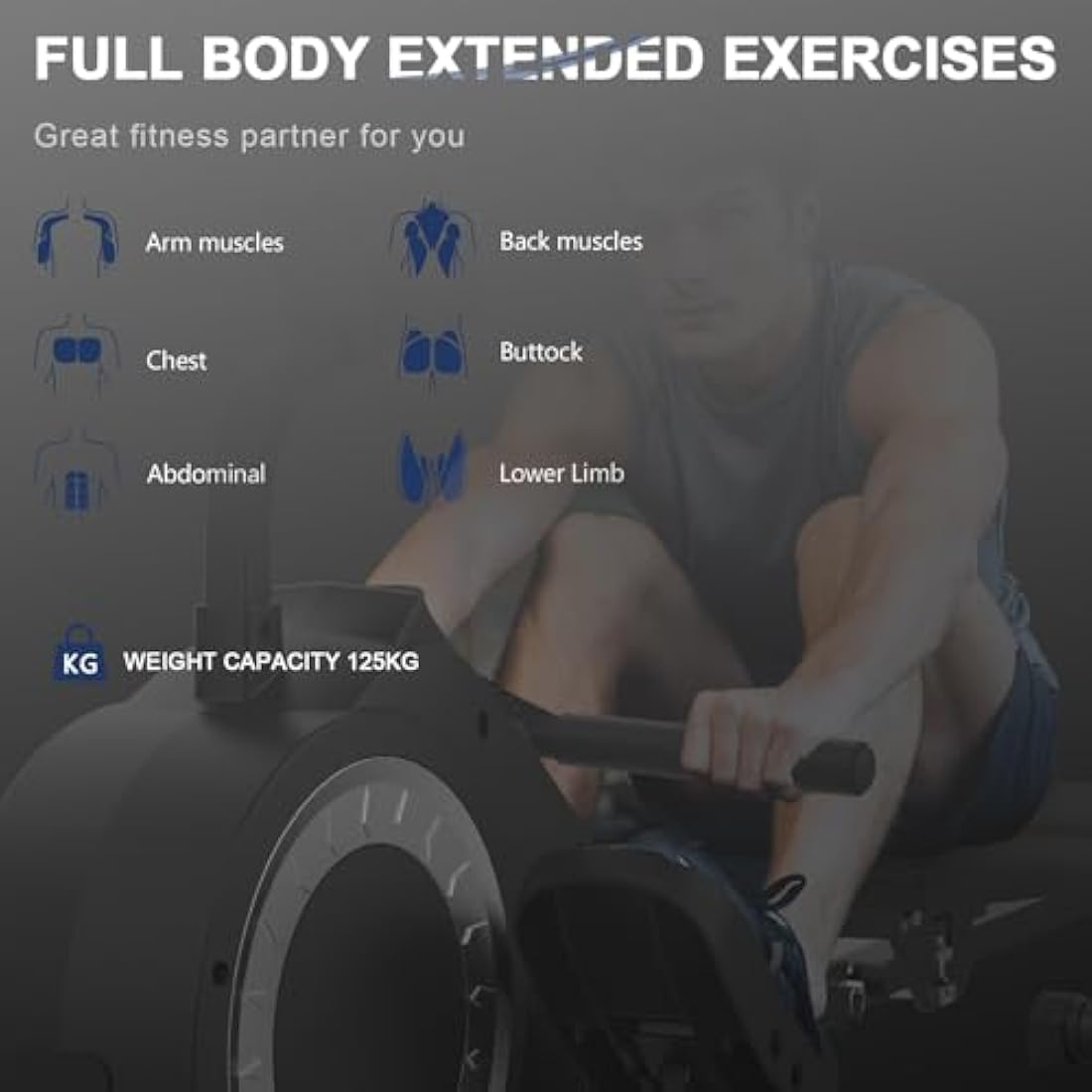 Neezee Foldable Rowing Machine for Home Gym - LCD Monitor, 16 Level Magnetic Resistance, Full-Body Workout, Upgrade Flywheel, Space Saving