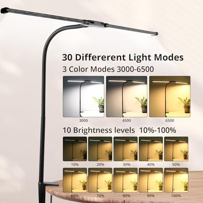 - Woputne LED Desk lamp with Clamp, Super Wide & Bright, 3 Color Modes X 10 Brightness