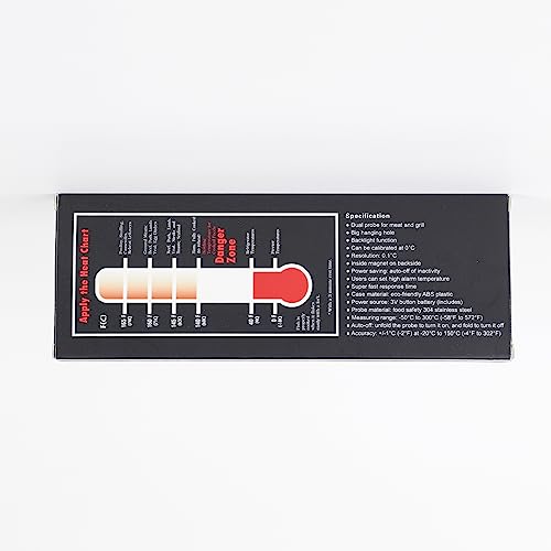 CIRYCASE Meat Thermometers, Fast & Precise Read Food Thermometer with 102cm Wire Probe, Backlight LCD Display, Calibration Function, BBQ Thermometer for Kitchen, Outdoor Cooking, Liquid & Grill