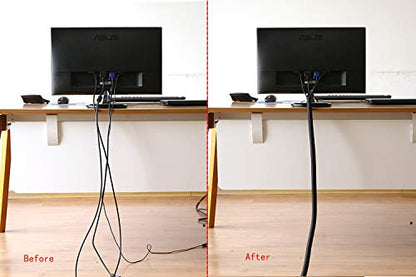 Alex Tech 10ft - 1/2 inch Cord Protector Wire Loom Tubing Cable Sleeve Split Sleeving for USB Power Cord Audio Video Cable – Protect Cat from Chewing Cords - Black