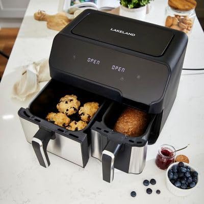 - Lakeland Dual Basket Air Fryer 8L  | 5L & 3L Independent Non-Stick Cooking Baskets -
