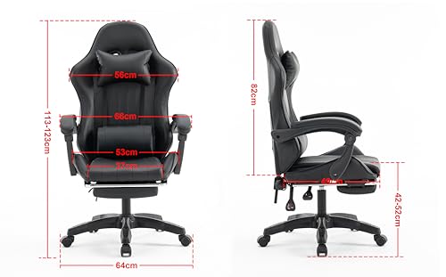 - Millhouse Gaming Racing Desk Chair | Adjustable Computer Office Chair | Lumbar with Footrest and Head Pillow -