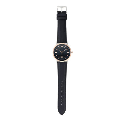 - Emporio Armani Watch for Men | Two Hand Date Movement | 43 mm Silver Stainless Steel Case with a Leather Strap | AR11188 -