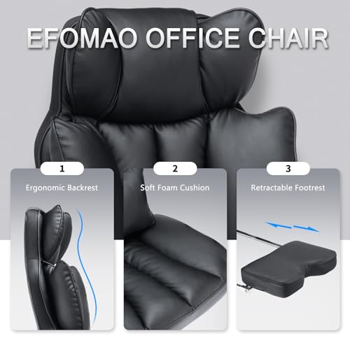 - Efomao Desk Office Chair | PU Leather Ergonomic Office Chair | Adjustable Big High Back Computer Chair -