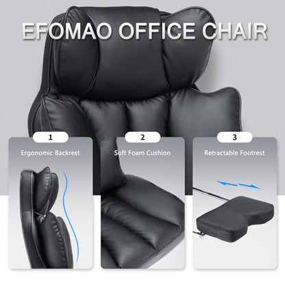 - Efomao Desk Office Chair | PU Leather Ergonomic Office Chair | Adjustable Big High Back Computer Chair -