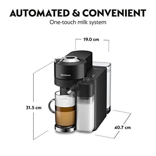 De'Longhi Nespresso Vertuo Lattissima ENV300.B, Automatic Coffee Machine with Automatic Milk Frother, Single-Serve Capsule Coffee Machine, 5 Cup Sizes, 1500W, Matt Black & Glossy
