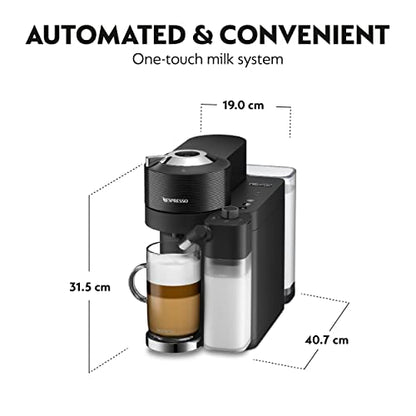 De'Longhi Nespresso Vertuo Lattissima ENV300.B, Automatic Coffee Machine with Automatic Milk Frother, Single-Serve Capsule Coffee Machine, 5 Cup Sizes, 1500W, Matt Black & Glossy
