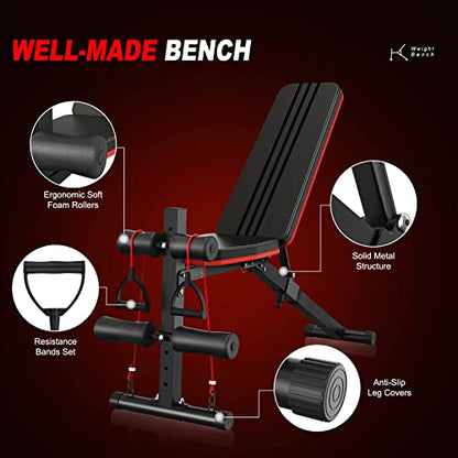 - Naspaluro Weight Bench Adjustable | Full Body Exercise Folding Fitness Workout Bench -