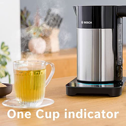 Bosch Sky TWK7203GB 7 Variable Temperature settings & KeepWarm function, Cordless Kettle, 1.7 Litres, Black/Silver