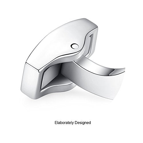 - HONEY BEAR Mens Stainless Steel Rectangle Black Cufflinks -
