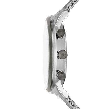 - Fossil Watch for Men Minimalist | Chronograph Movement | 42 mm Silver Stainless Steel Case with a Stainless Steel Mesh Strap | FS5944 -