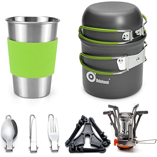 - Odoland Camping Cookware Kit | Outdoor Cooking Set | Non Stick -
