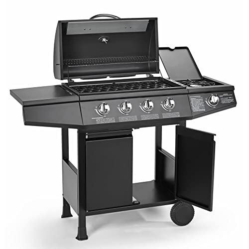 CosmoGrill 4+1 Series Gas BBQ with Side Barbecue Burner and Storage (4+1 BBQ with Cover)