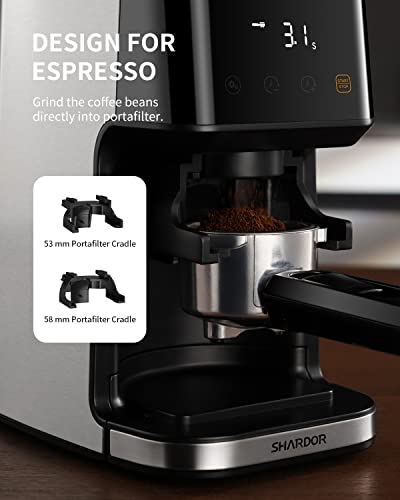 - SHARDOR Conical Burr Coffee Grinder | Electric for Espresso | Precision Electronic Timer -
